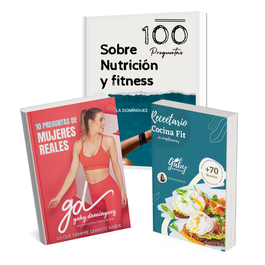 Paquete 3x1: Ebook 100 preguntas + Guía Mujeres + Recetario Fit | Gaby Domínguez